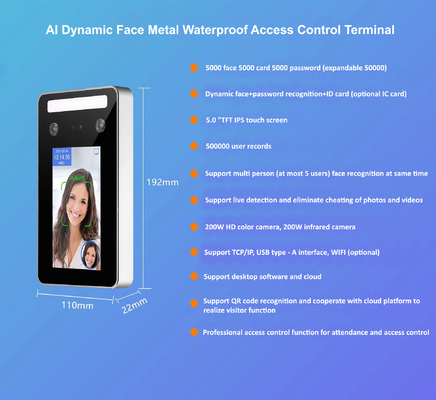 AI dynamische Anerkennungs-Geschwindigkeit der Gesichtserkennungs-Zugriffskontrolle0.2s