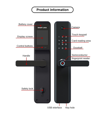 Elektronisches biometrisches Fingerabdruck-Türschloss-Aluminiumlegierung WiFis mit Kamera/Tuya-App