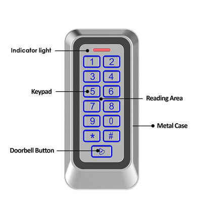 Metallgehäuse Outdoor IP67 EM/MF Kartenleser Zutrittskontrolle mit Hintergrundbeleuchtung Tastatur