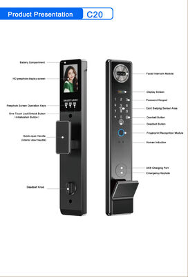 Wasserdichtes TTlock Tuya App Fingerabdruck-Code-Kartenschlüssel-Smart-Türschloss