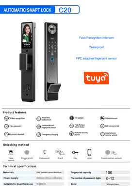 Wasserdichtes TTlock Tuya App Fingerabdruck-Code-Kartenschlüssel-Smart-Türschloss