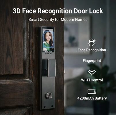 Wasserdichtes Smart Lock Echtzeit Video 3D Gesichtserkennung Smart Fingerprint Lock
